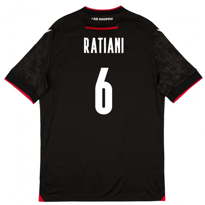 Danxen Niño Camiseta Georgia Sandro Ratiani #6 Negro Blanco Rojo 2ª Equipación 26-28 La Camisa México