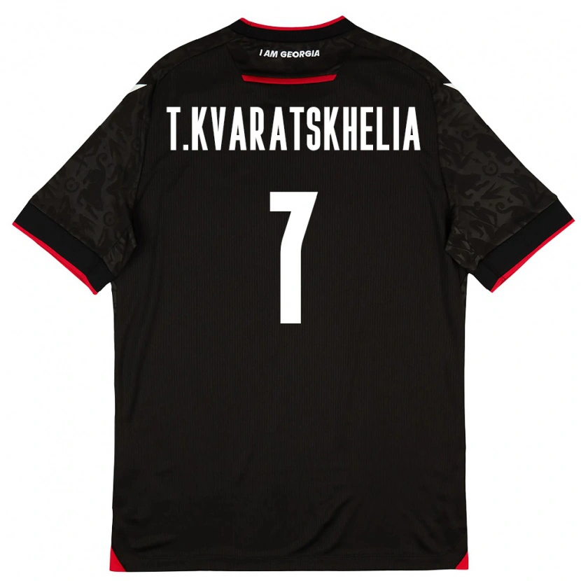 Danxen Niño Camiseta Georgia Tornike Kvaratskhelia #7 Negro Blanco Rojo 2ª Equipación 26-28 La Camisa México