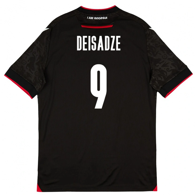 Danxen Niño Camiseta Georgia Diego Deisadze #9 Negro Blanco Rojo 2ª Equipación 26-28 La Camisa México