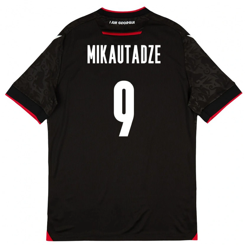 Danxen Niño Camiseta Georgia Sandro Mikautadze #9 Negro Blanco Rojo 2ª Equipación 26-28 La Camisa México