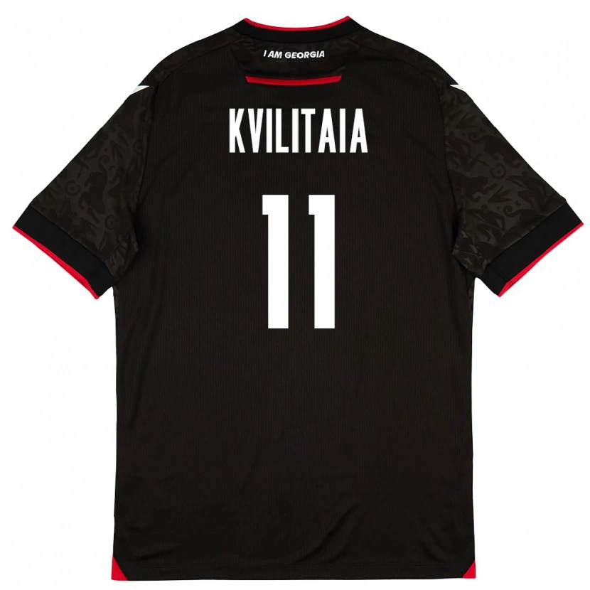 Danxen Niño Camiseta Georgia Giorgi Kvilitaia #11 Negro Blanco Rojo 2ª Equipación 26-28 La Camisa México