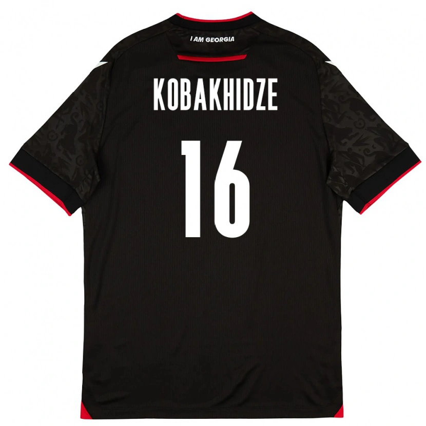 Danxen Niño Camiseta Georgia Georgiy Kobakhidze #16 Negro Blanco Rojo 2ª Equipación 26-28 La Camisa México