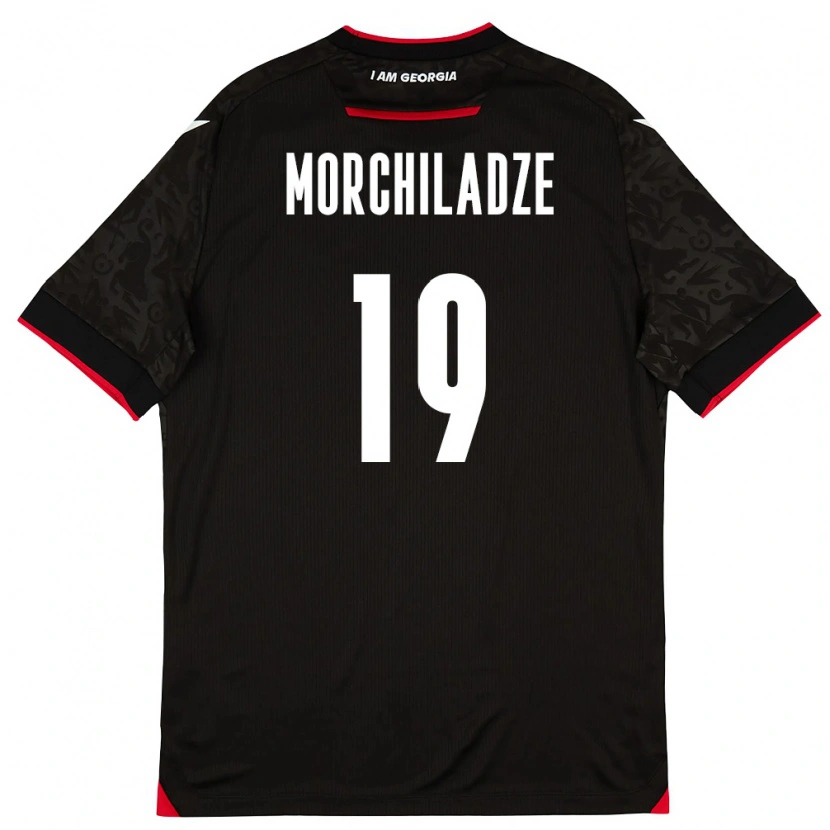Danxen Niño Camiseta Georgia Tornike Morchiladze #19 Negro Blanco Rojo 2ª Equipación 26-28 La Camisa México