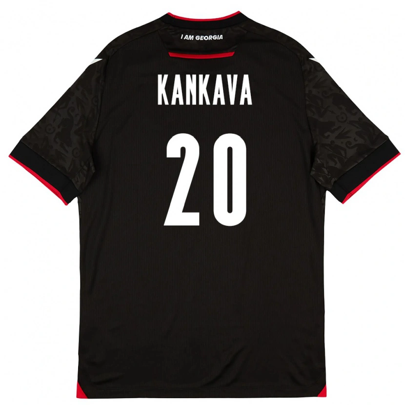 Danxen Niño Camiseta Georgia Jaba Kankava #20 Negro Blanco Rojo 2ª Equipación 26-28 La Camisa México