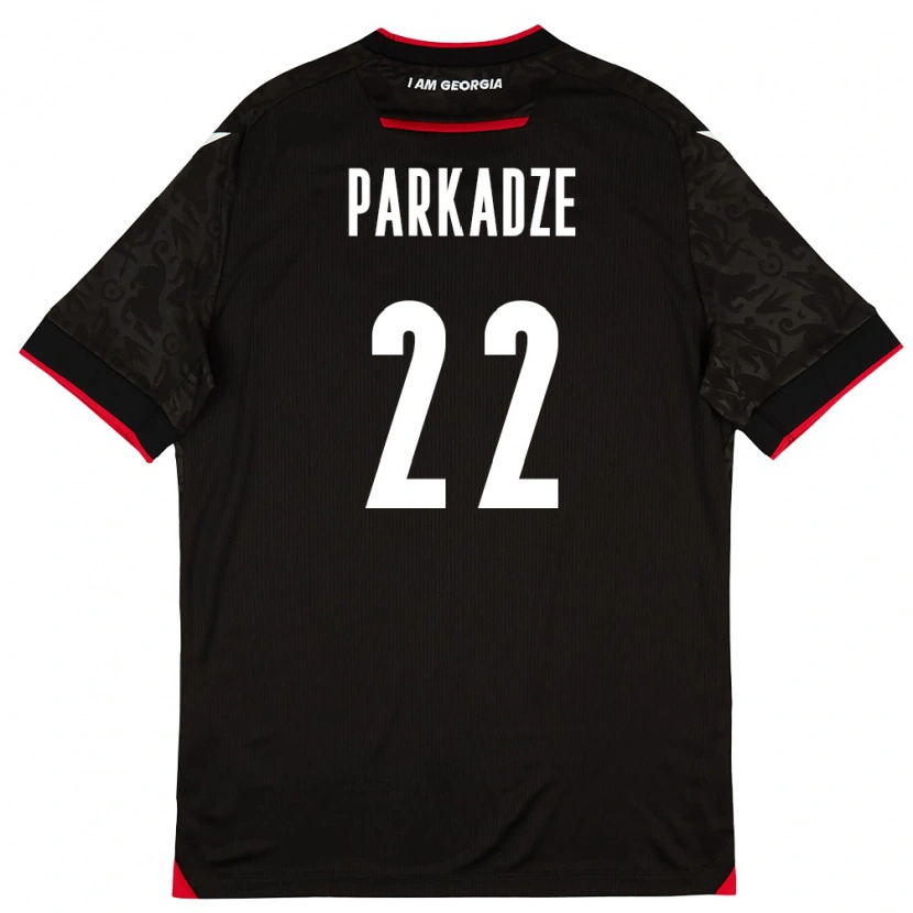 Danxen Niño Camiseta Georgia Luka Parkadze #22 Negro Blanco Rojo 2ª Equipación 26-28 La Camisa México
