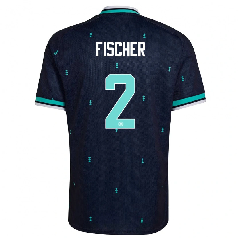 Danxen Niño Camiseta Alemania Kilian Fischer #2 Marino Azul Cielo Blanco 2ª Equipación 26-28 La Camisa México