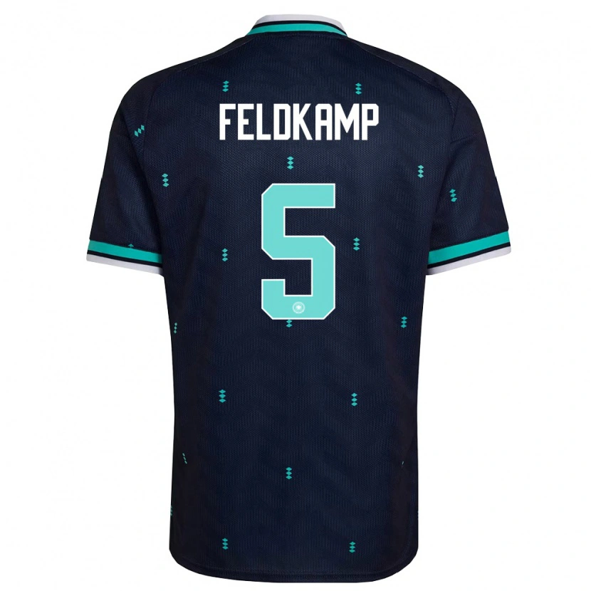 Danxen Niño Camiseta Alemania Jana Feldkamp #5 Marino Azul Cielo Blanco 2ª Equipación 26-28 La Camisa México