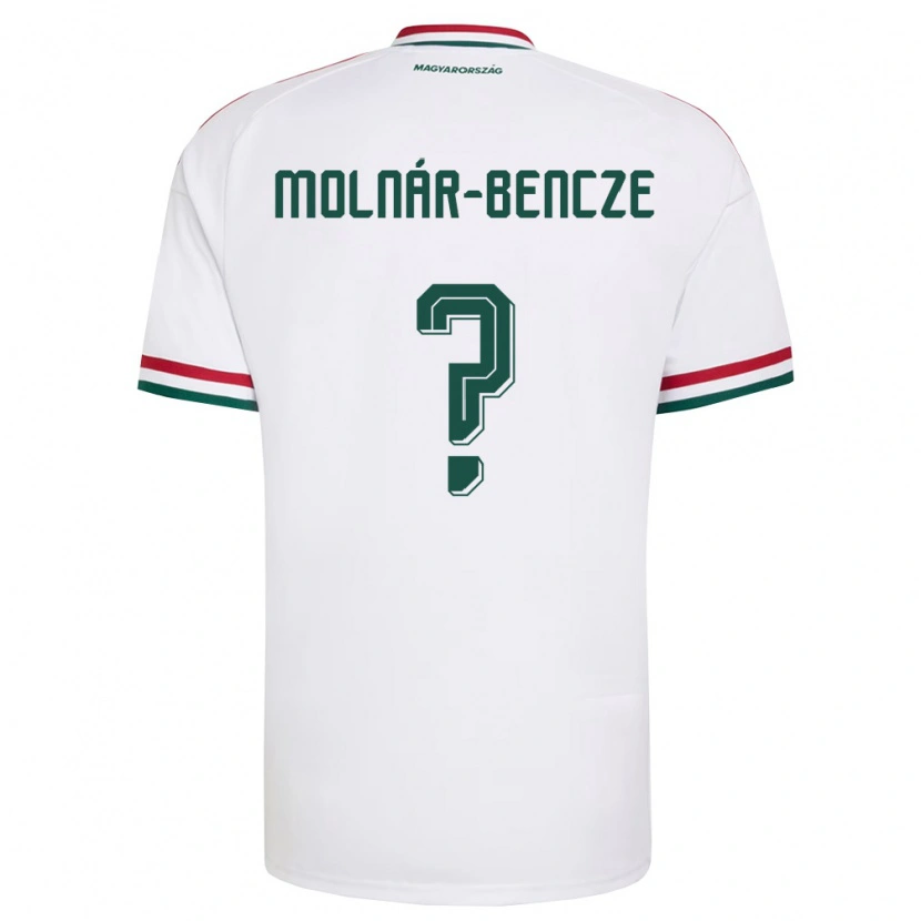 Danxen Niño Camiseta Hungría Zsombor Molnár-Bencze #0 Blanco Rojo Verde 2ª Equipación 26-28 La Camisa México