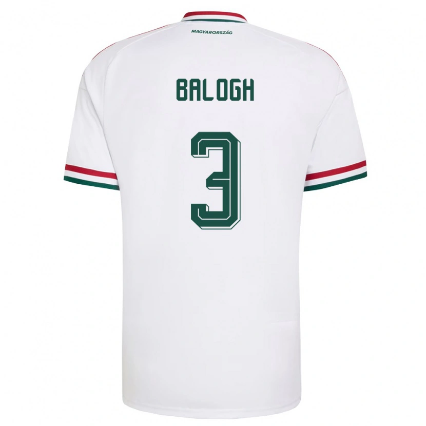 Danxen Niño Camiseta Hungría Botond Balogh #3 Blanco Rojo Verde 2ª Equipación 26-28 La Camisa México