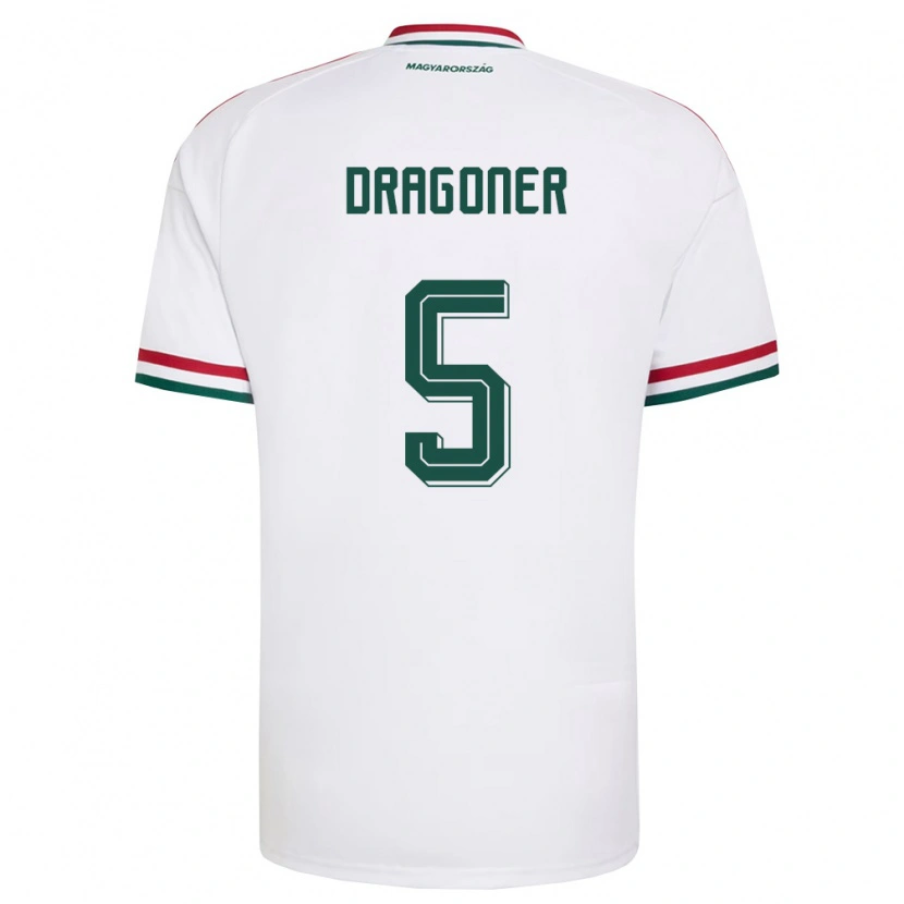 Danxen Niño Camiseta Hungría Áron Dragóner #5 Blanco Rojo Verde 2ª Equipación 26-28 La Camisa México