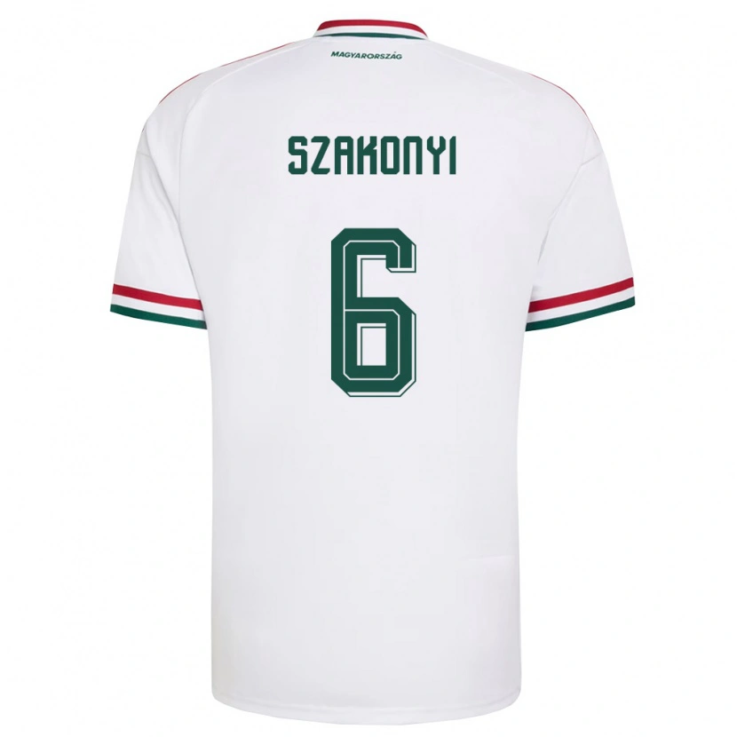 Danxen Niño Camiseta Hungría Emese Szakonyi #6 Blanco Rojo Verde 2ª Equipación 26-28 La Camisa México