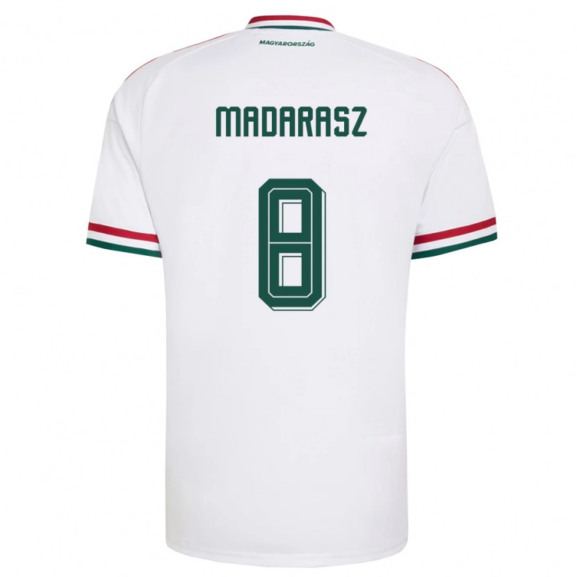 Danxen Niño Camiseta Hungría Ádám Madarász #8 Blanco Rojo Verde 2ª Equipación 26-28 La Camisa México