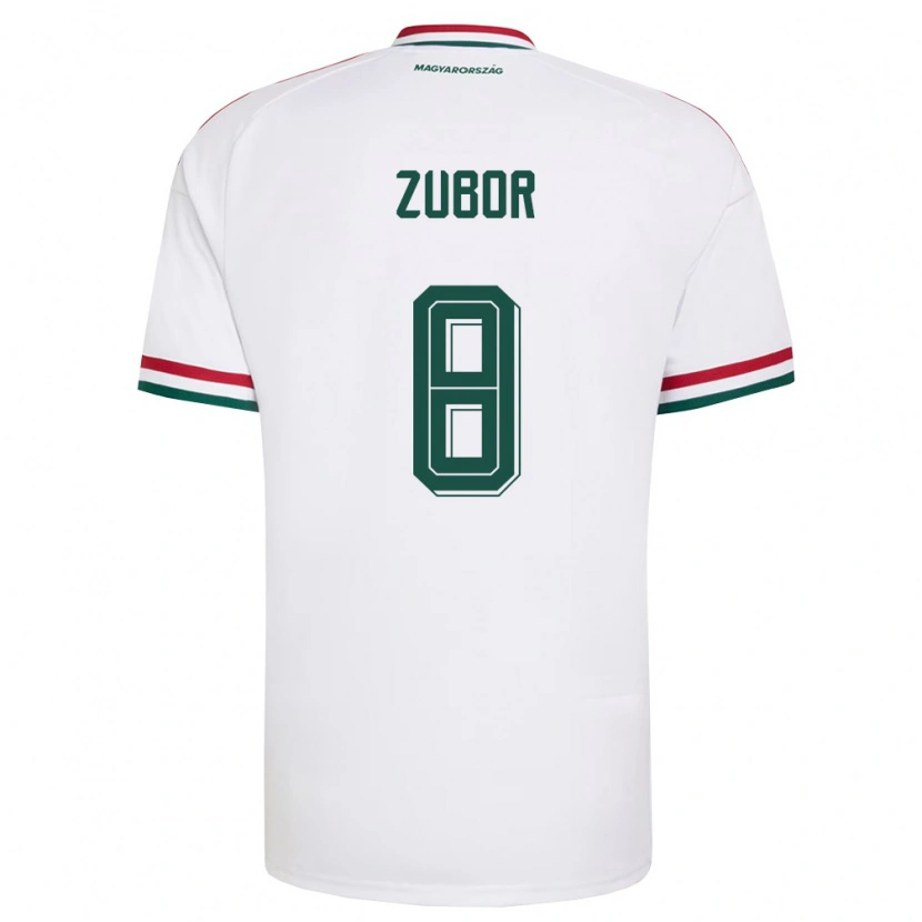 Danxen Niño Camiseta Hungría Ádám Zubor #8 Blanco Rojo Verde 2ª Equipación 26-28 La Camisa México