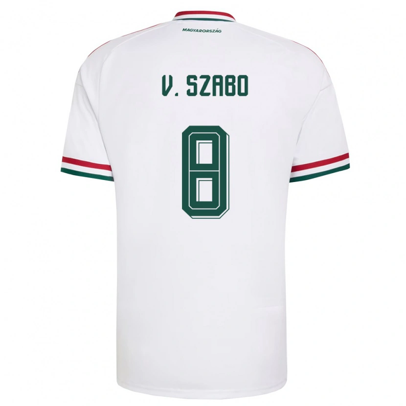 Danxen Niño Camiseta Hungría Viktória Szabó #8 Blanco Rojo Verde 2ª Equipación 26-28 La Camisa México