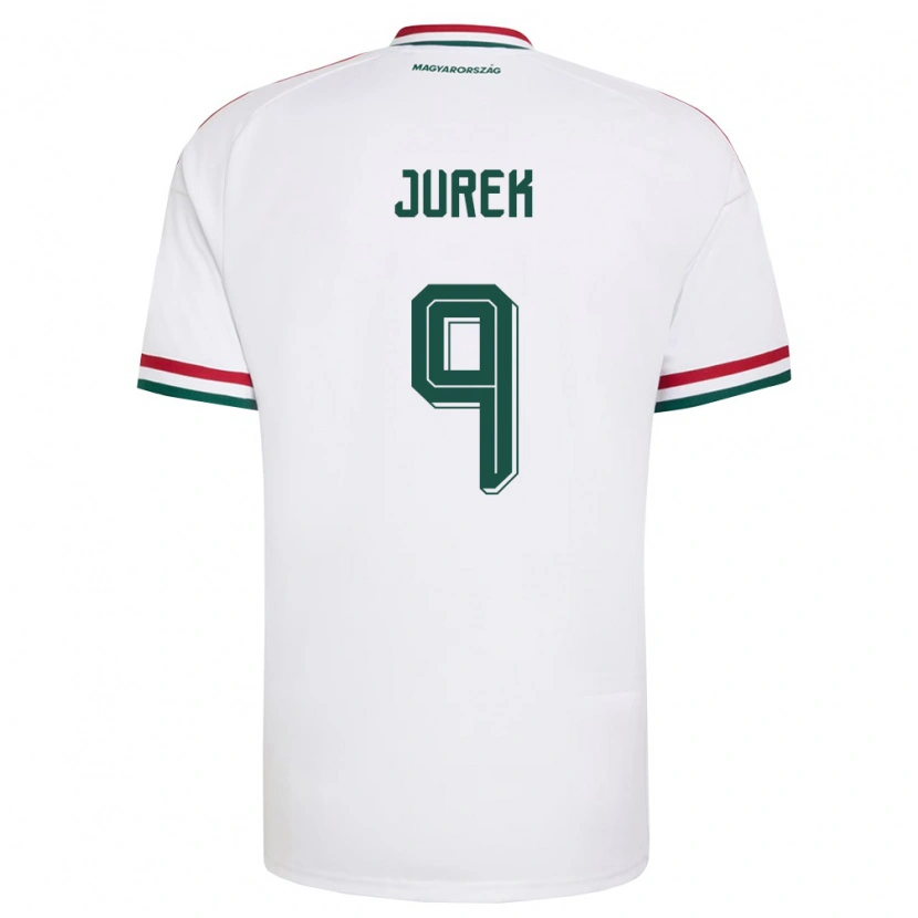 Danxen Niño Camiseta Hungría Gábor Jurek #9 Blanco Rojo Verde 2ª Equipación 26-28 La Camisa México