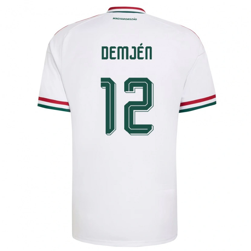 Danxen Niño Camiseta Hungría Patrik Demjén #12 Blanco Rojo Verde 2ª Equipación 26-28 La Camisa México