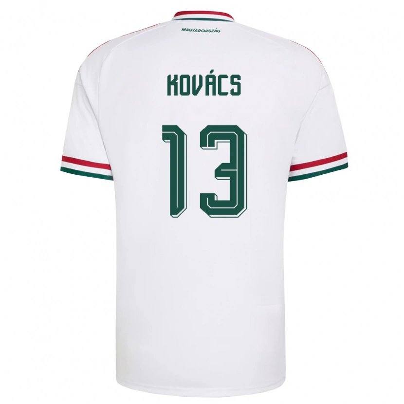 Danxen Niño Camiseta Hungría Patrik Kovács #13 Blanco Rojo Verde 2ª Equipación 26-28 La Camisa México
