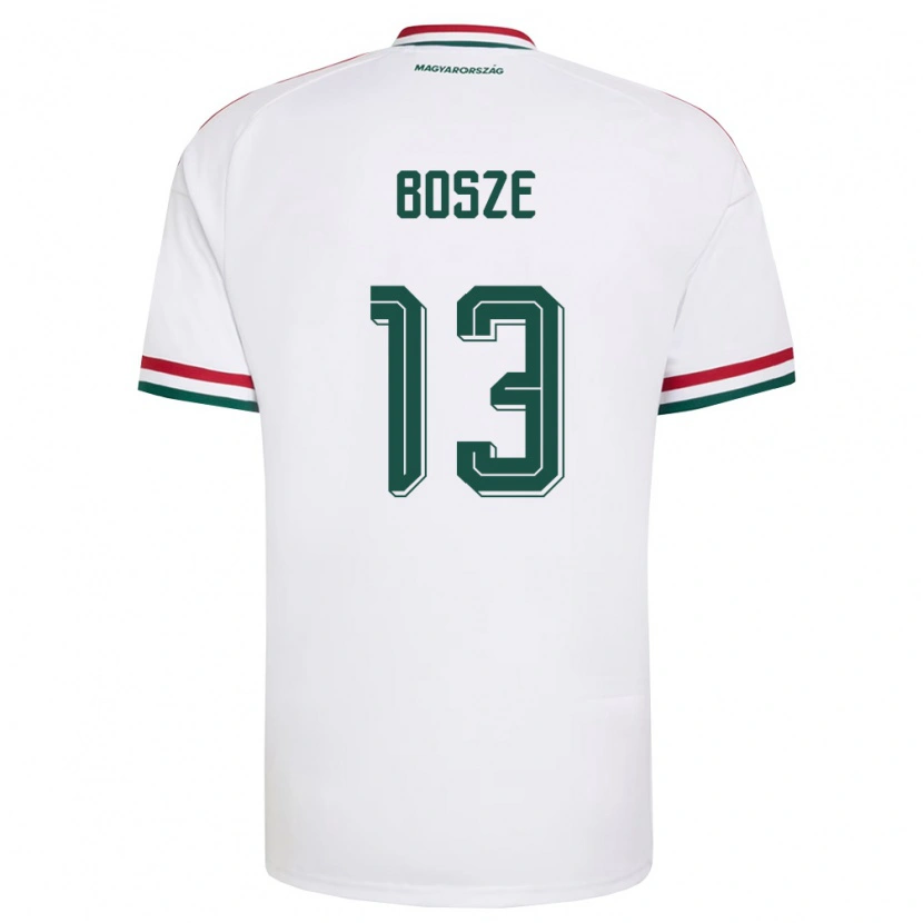 Danxen Niño Camiseta Hungría Levente Bősze #13 Blanco Rojo Verde 2ª Equipación 26-28 La Camisa México