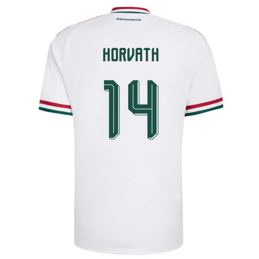 Danxen Niño Camiseta Hungría Artúr Horváth #14 Blanco Rojo Verde 2ª Equipación 26-28 La Camisa México