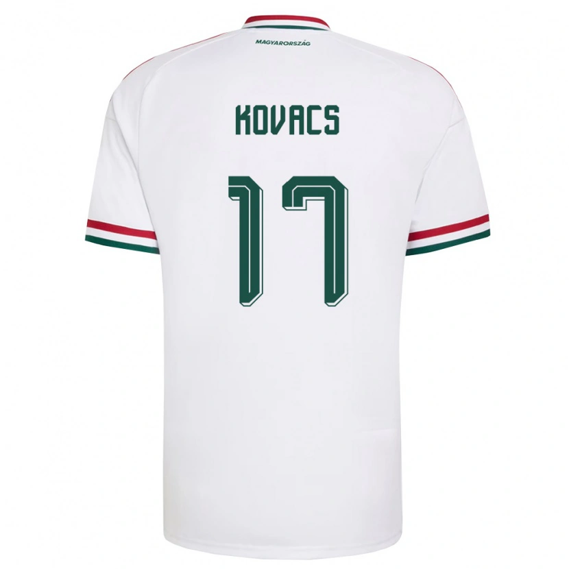 Danxen Niño Camiseta Hungría Mátyás Kovács #17 Blanco Rojo Verde 2ª Equipación 26-28 La Camisa México