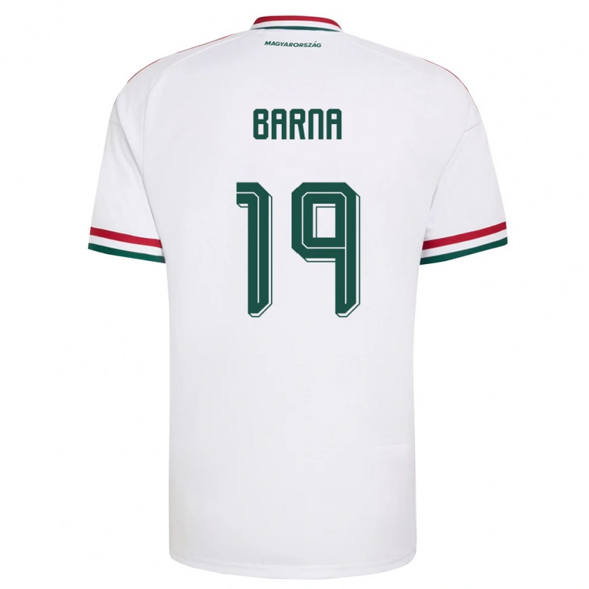 Danxen Niño Camiseta Hungría Daniel Barna #19 Blanco Rojo Verde 2ª Equipación 26-28 La Camisa México