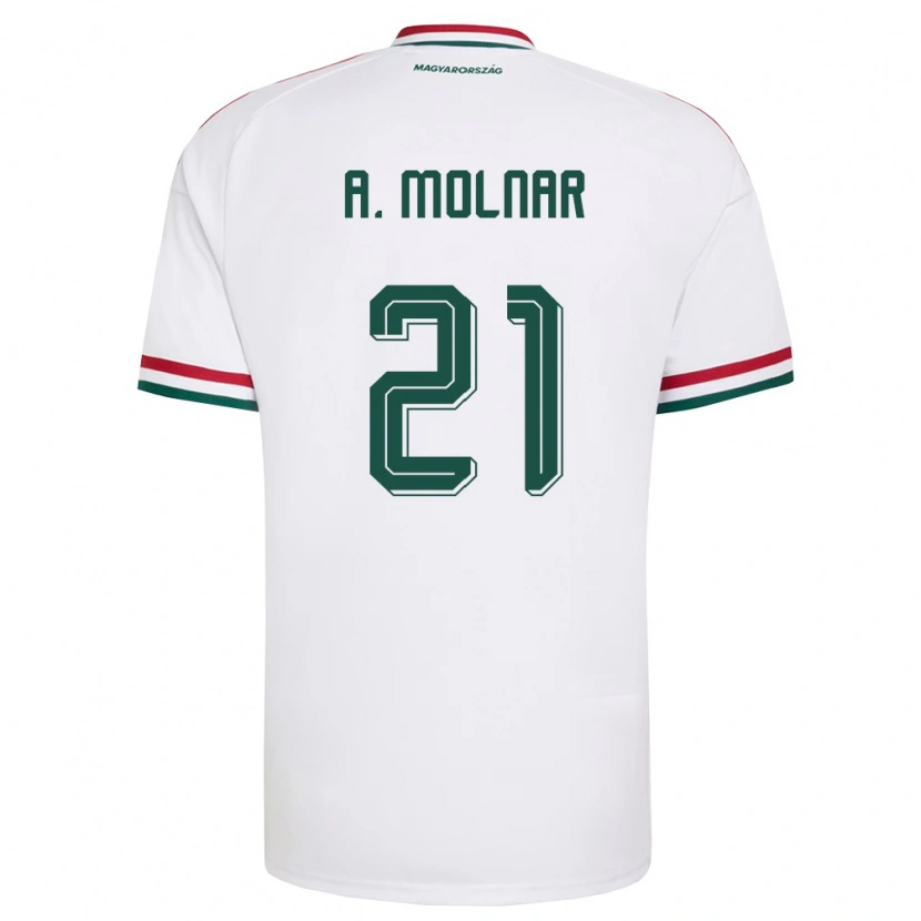 Danxen Niño Camiseta Hungría Ádin Molnár #21 Blanco Rojo Verde 2ª Equipación 26-28 La Camisa México
