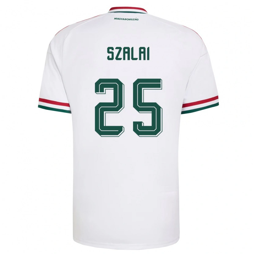 Danxen Niño Camiseta Hungría Gábor Szalai #25 Blanco Rojo Verde 2ª Equipación 26-28 La Camisa México
