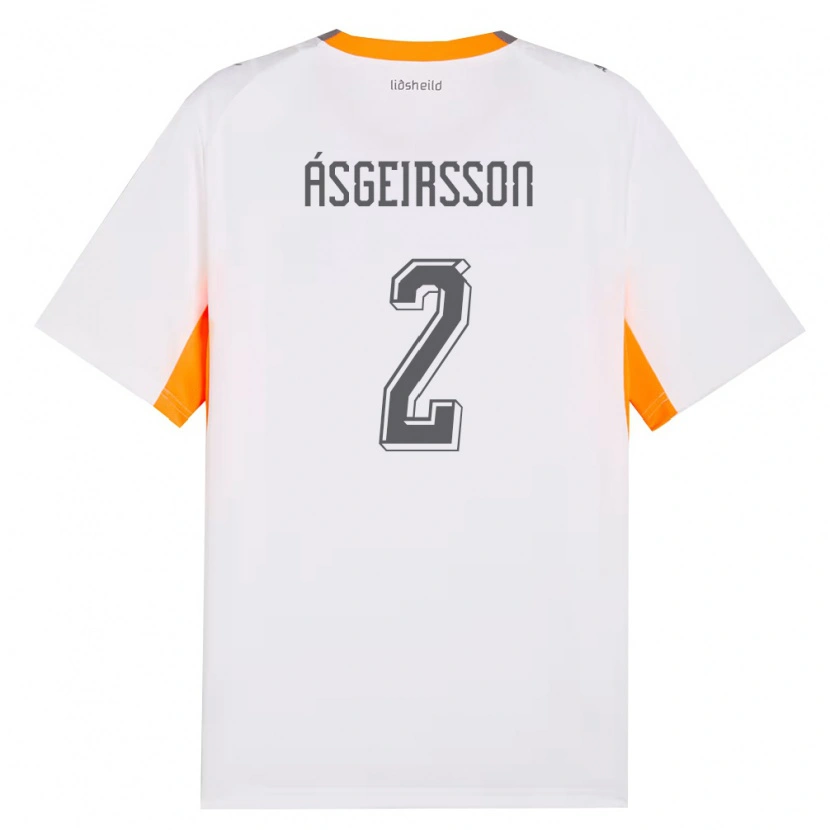 Danxen Niño Camiseta Islandia Sölvi Snær Ásgeirsson #2 Blanco Naranja Gris 2ª Equipación 26-28 La Camisa México