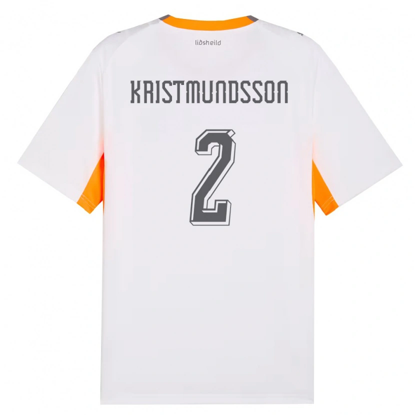 Danxen Niño Camiseta Islandia Darri Kristmundsson #2 Blanco Naranja Gris 2ª Equipación 26-28 La Camisa México