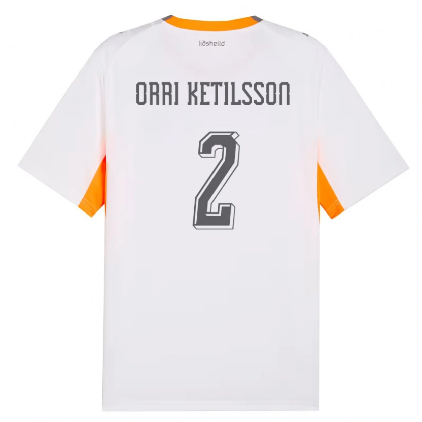 Danxen Niño Camiseta Islandia Ketill Orri Ketilsson #2 Blanco Naranja Gris 2ª Equipación 26-28 La Camisa México