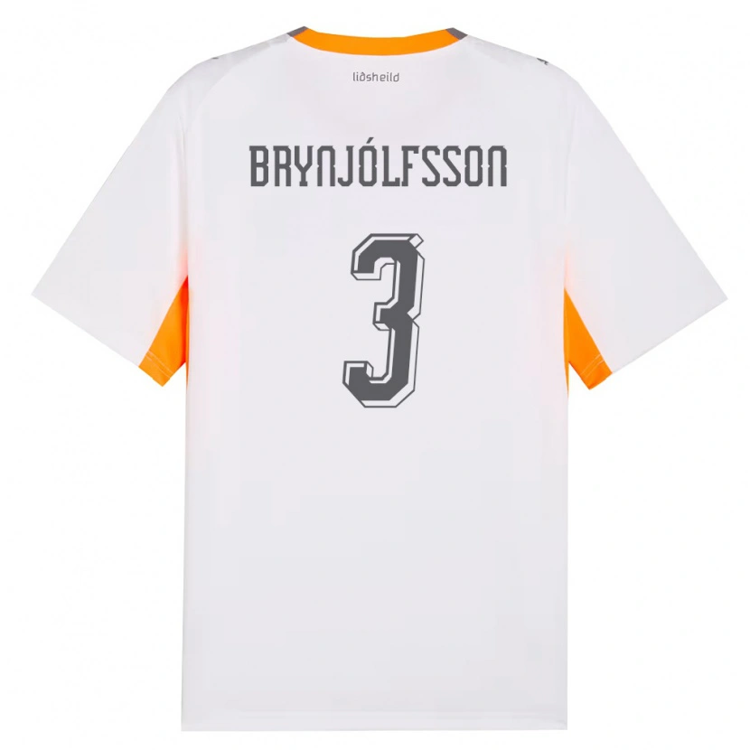 Danxen Niño Camiseta Islandia Bjarni Gudjón Brynjólfsson #3 Blanco Naranja Gris 2ª Equipación 26-28 La Camisa México