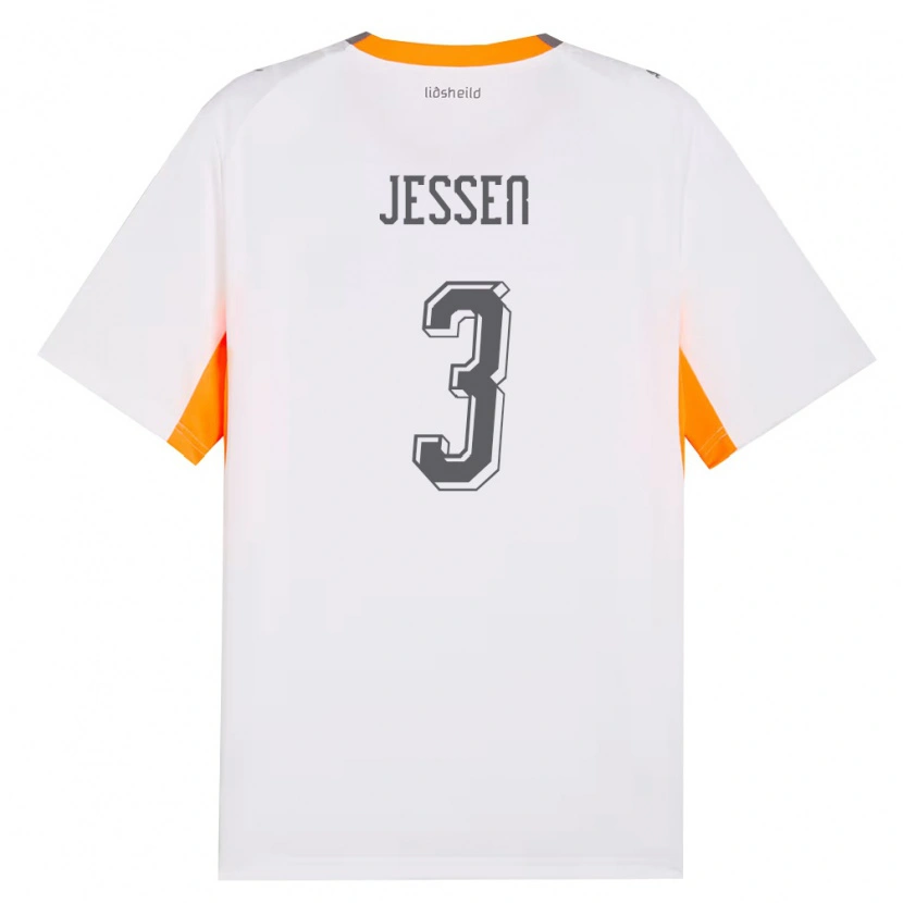 Danxen Niño Camiseta Islandia Sandra Jessen #3 Blanco Naranja Gris 2ª Equipación 26-28 La Camisa México