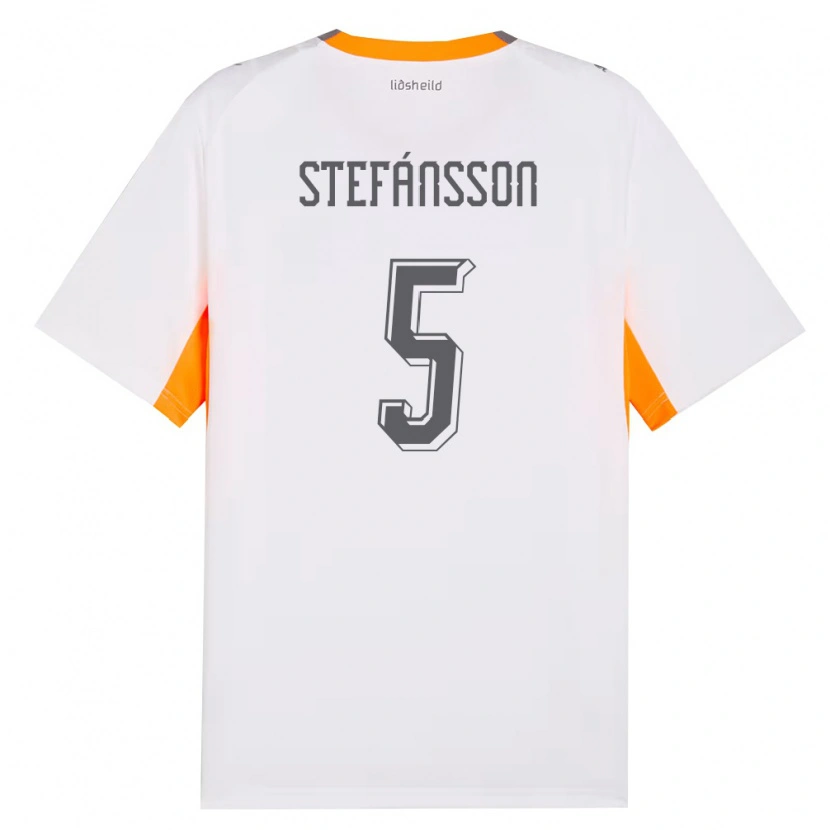 Danxen Niño Camiseta Islandia Sölvi Stefánsson #5 Blanco Naranja Gris 2ª Equipación 26-28 La Camisa México