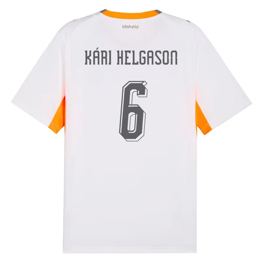 Danxen Niño Camiseta Islandia Baldur Kári Helgason #6 Blanco Naranja Gris 2ª Equipación 26-28 La Camisa México