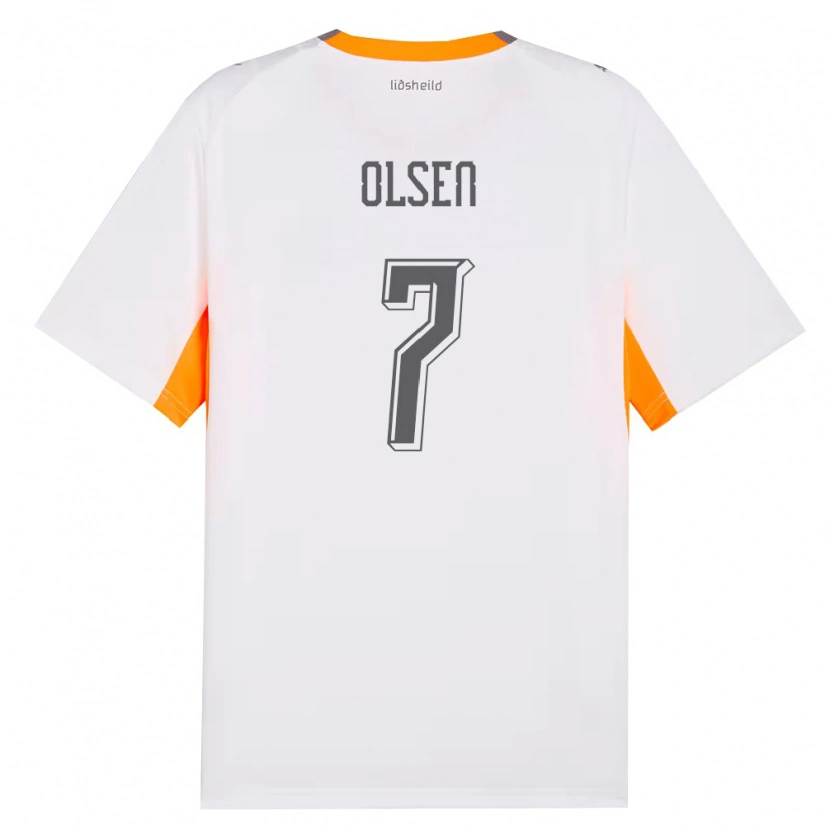 Danxen Niño Camiseta Islandia Gunnar Olsen #7 Blanco Naranja Gris 2ª Equipación 26-28 La Camisa México