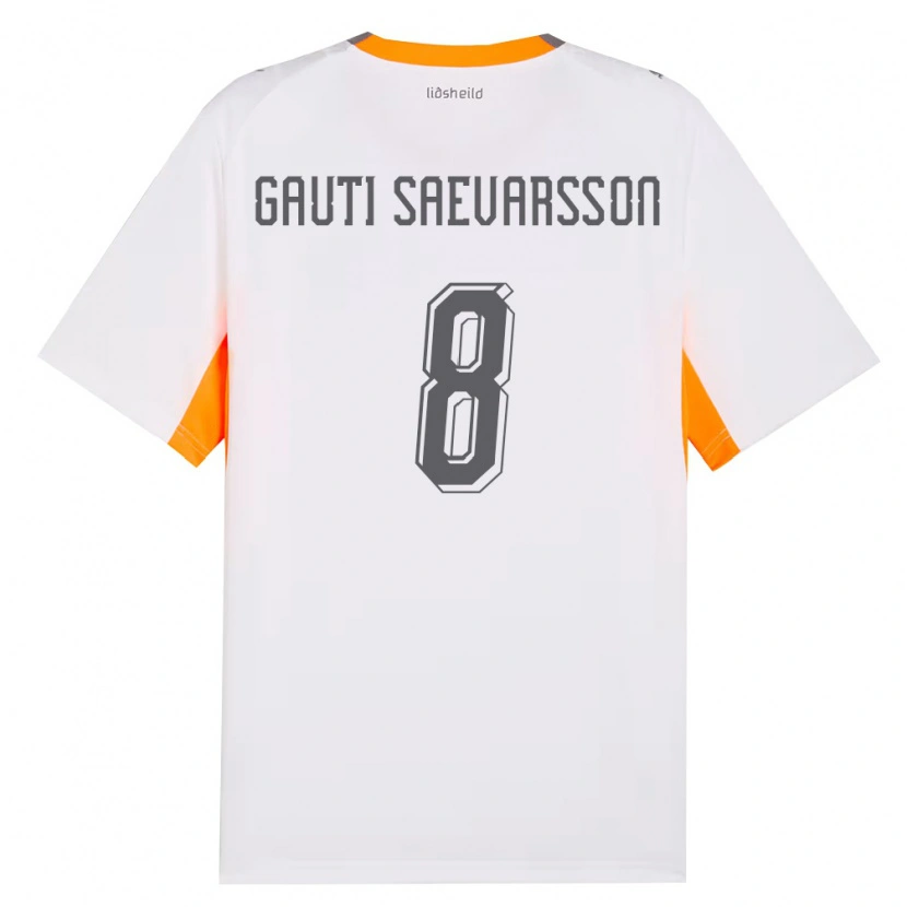 Danxen Niño Camiseta Islandia Gudmar Gauti Saevarsson #8 Blanco Naranja Gris 2ª Equipación 26-28 La Camisa México
