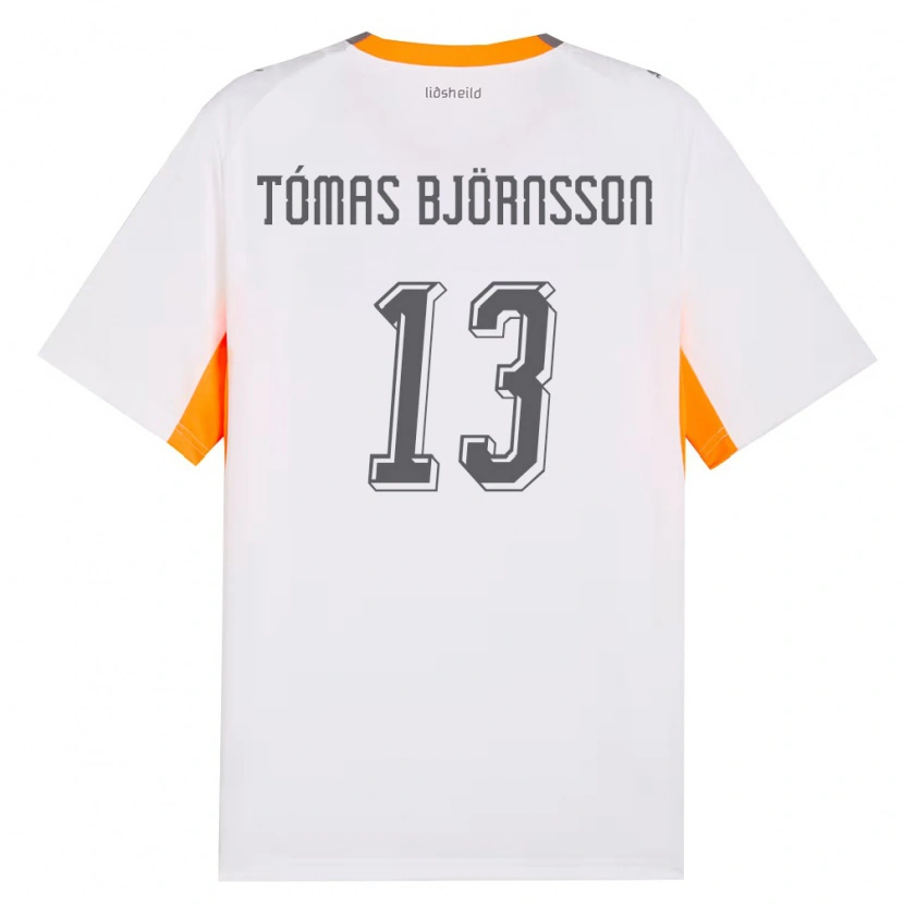 Danxen Niño Camiseta Islandia Kristján Tómas Björnsson #13 Blanco Naranja Gris 2ª Equipación 26-28 La Camisa México
