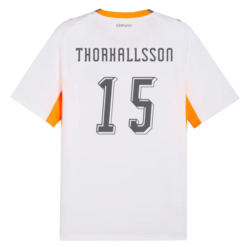 Danxen Niño Camiseta Islandia Dagur Dan Thórhallsson #15 Blanco Naranja Gris 2ª Equipación 26-28 La Camisa México