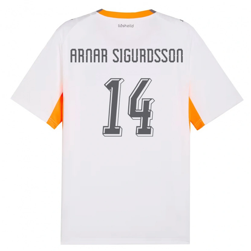 Danxen Niño Camiseta Islandia Jón Arnar Sigurdsson #14 Blanco Naranja Gris 2ª Equipación 26-28 La Camisa México