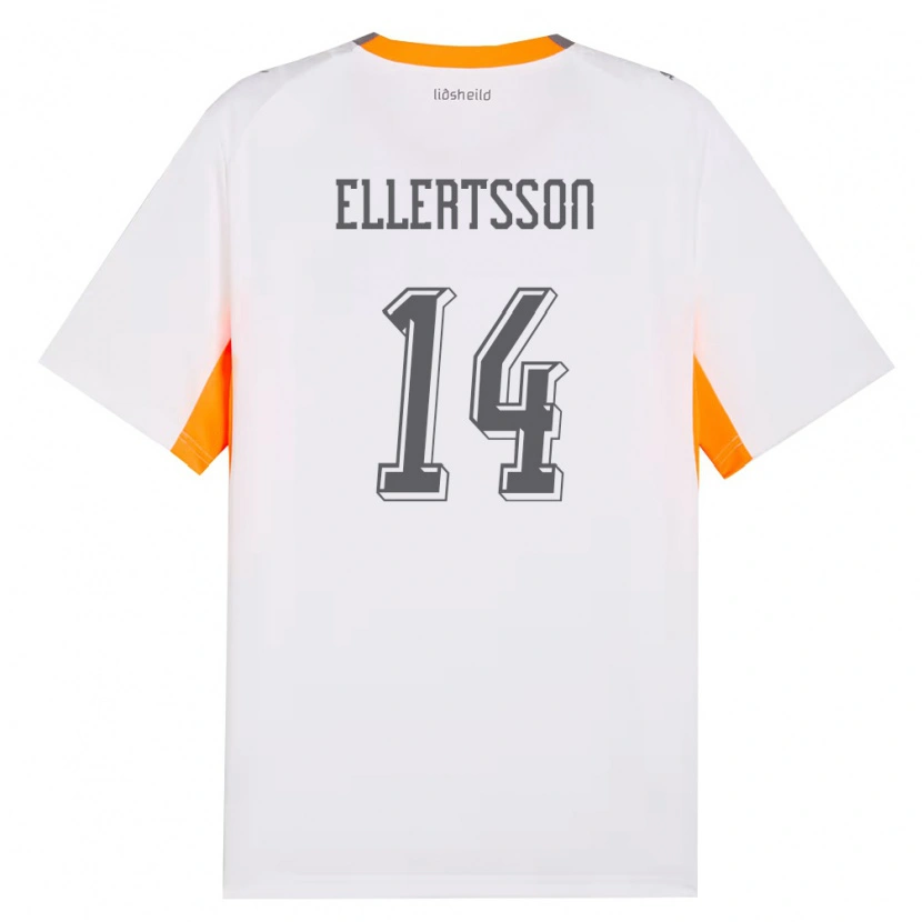 Danxen Niño Camiseta Islandia Styrmir Jóhann Ellertsson #14 Blanco Naranja Gris 2ª Equipación 26-28 La Camisa México