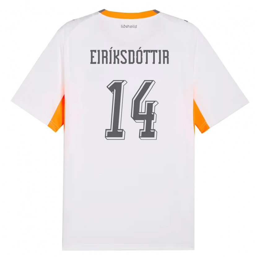 Danxen Niño Camiseta Islandia Hlín Eiríksdóttir #14 Blanco Naranja Gris 2ª Equipación 26-28 La Camisa México