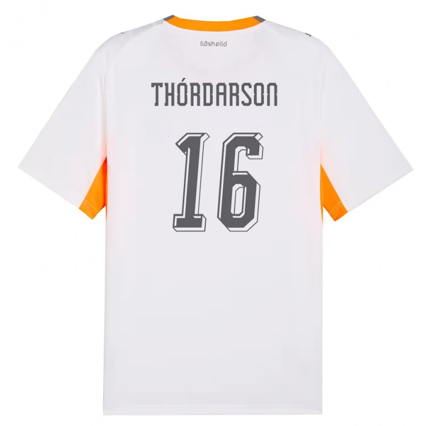 Danxen Niño Camiseta Islandia Gísli Thórdarson #16 Blanco Naranja Gris 2ª Equipación 26-28 La Camisa México