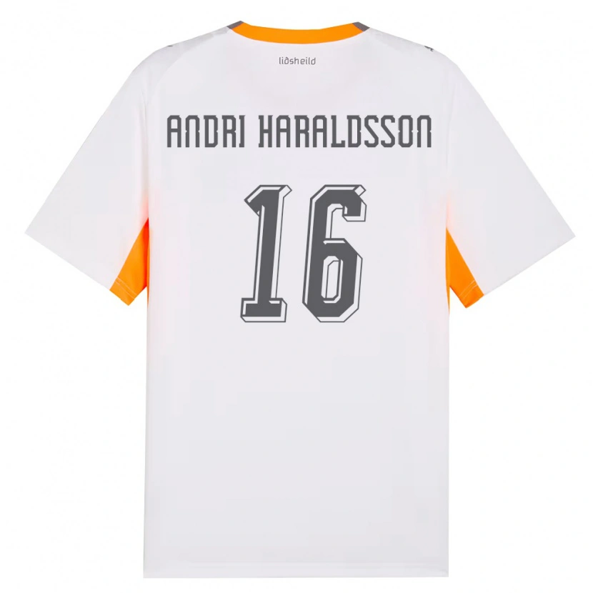 Danxen Niño Camiseta Islandia Haukur Andri Haraldsson #16 Blanco Naranja Gris 2ª Equipación 26-28 La Camisa México