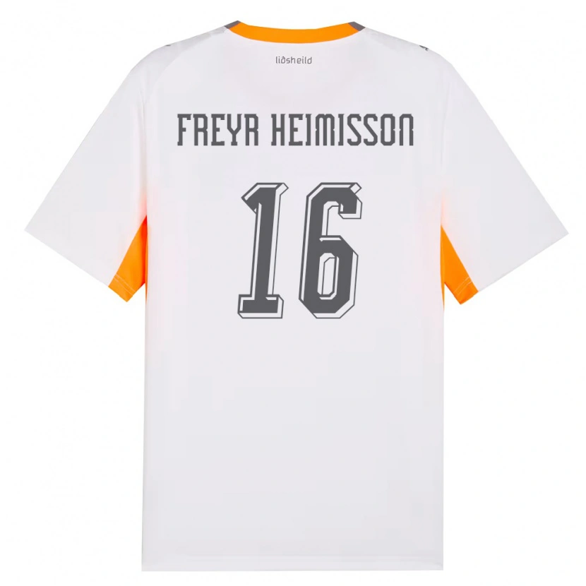 Danxen Niño Camiseta Islandia Aron Freyr Heimisson #16 Blanco Naranja Gris 2ª Equipación 26-28 La Camisa México