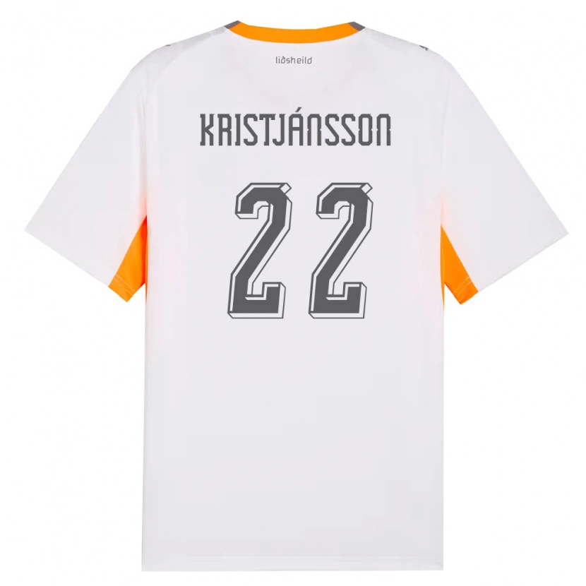 Danxen Niño Camiseta Islandia Daníel Freyr Kristjánsson #22 Blanco Naranja Gris 2ª Equipación 26-28 La Camisa México