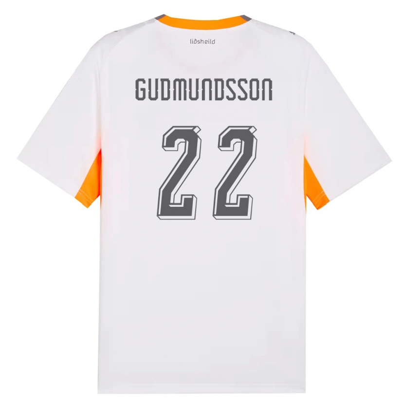 Danxen Niño Camiseta Islandia Galdur Guðmundsson #22 Blanco Naranja Gris 2ª Equipación 26-28 La Camisa México