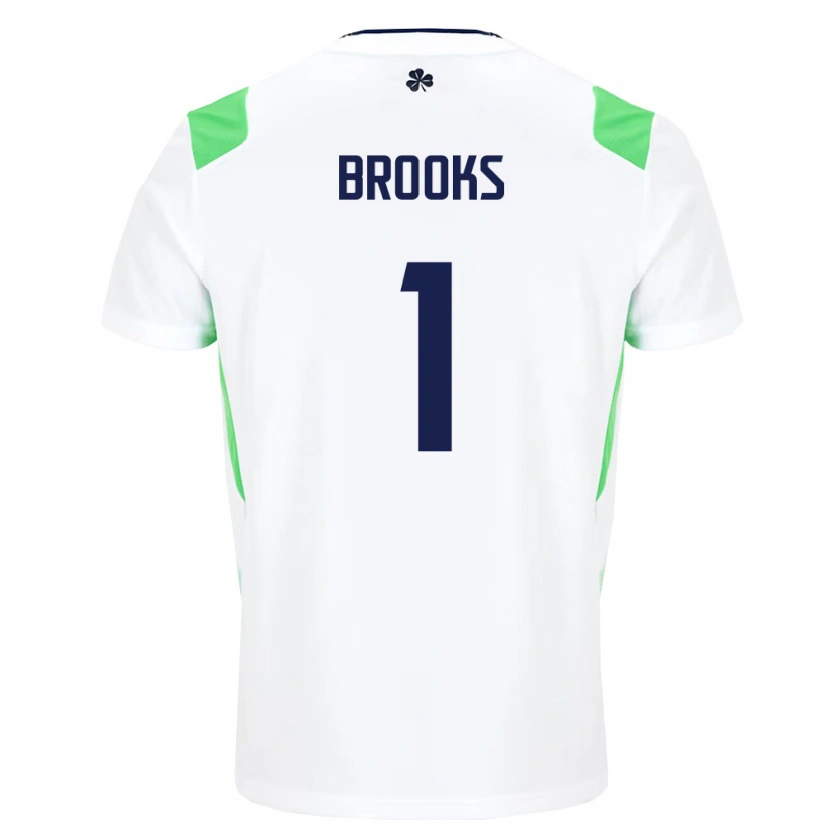 Danxen Niño Camiseta Irlanda Tiernan Brooks #1 Blanco Verde Claro 2ª Equipación 26-28 La Camisa México