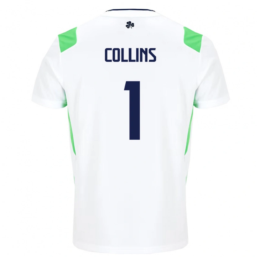 Danxen Niño Camiseta Irlanda Joe Collins #1 Blanco Verde Claro 2ª Equipación 26-28 La Camisa México