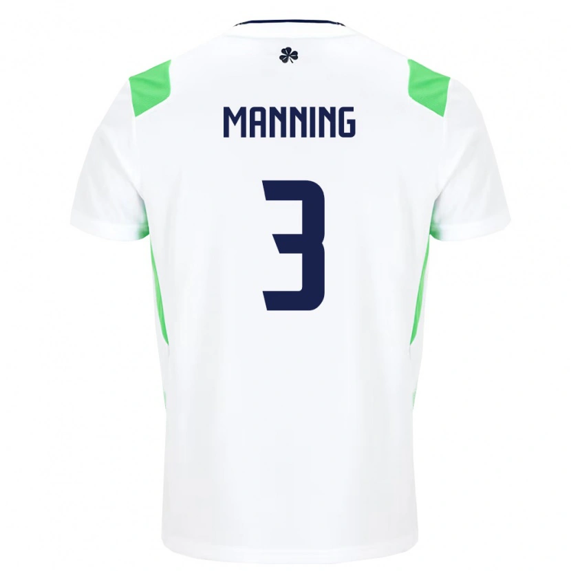 Danxen Niño Camiseta Irlanda Ryan Manning #3 Blanco Verde Claro 2ª Equipación 26-28 La Camisa México