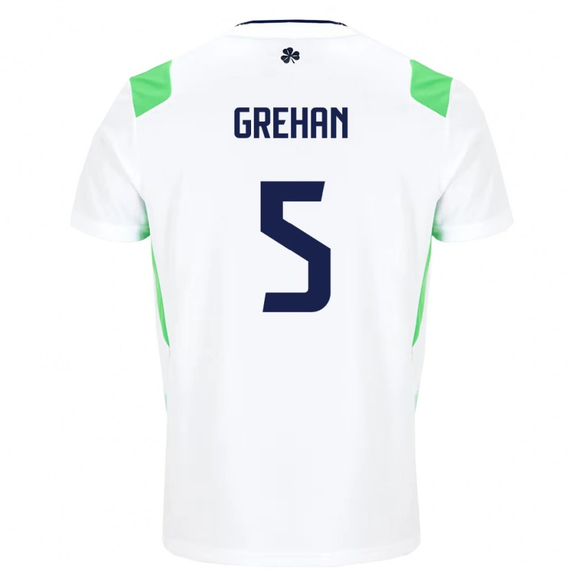 Danxen Niño Camiseta Irlanda Seán Grehan #5 Blanco Verde Claro 2ª Equipación 26-28 La Camisa México